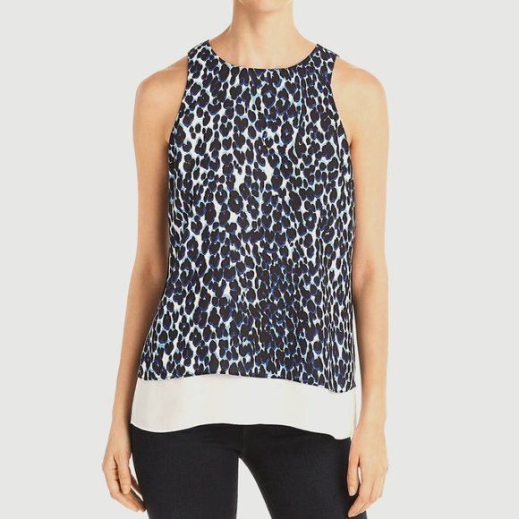 LE GALI Alyssa Sleeveless Layered Animal Print Tie Back Blouse, S NWT - Picture 1 of 10